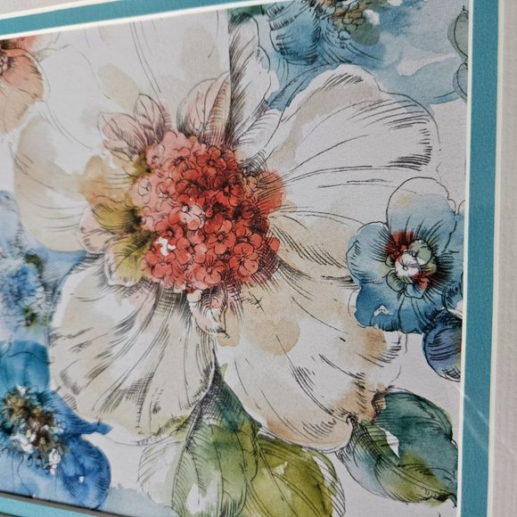 framed art print multicolor flowers floral wall art gold framed  signedAudit. - Picture 6 of 7